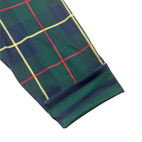 Green plaid top, stand up ruffle collar, 3/4 sleeve, contrast turn up sleeve, XL - Picture 8 of 11